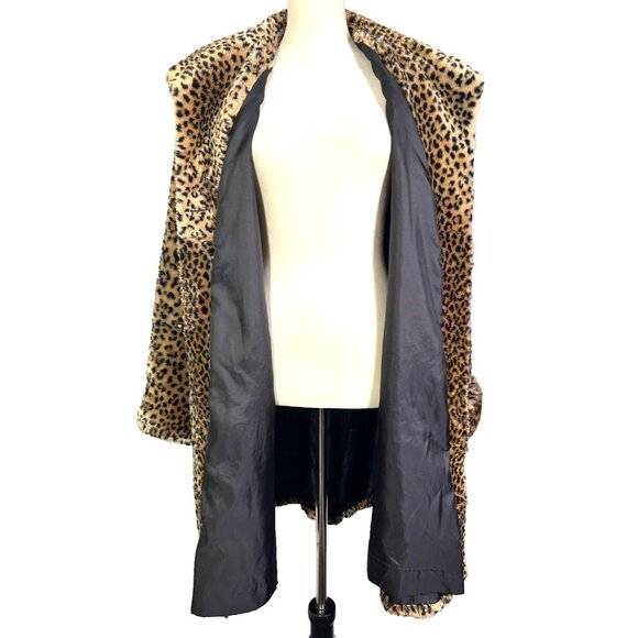 VTG Plush Faux Fur Cheetah Leopard Swing Coat Charles Klein Size Made In USA Med - Picture 8 of 13